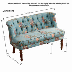 Sofa Chair Living Room Single Sofa Chair & Tufted Floral Bench with Turned Wood Legs,European style Sofa Chair Bedroom Dressing Stool Lazy Sofa Balcony Chair