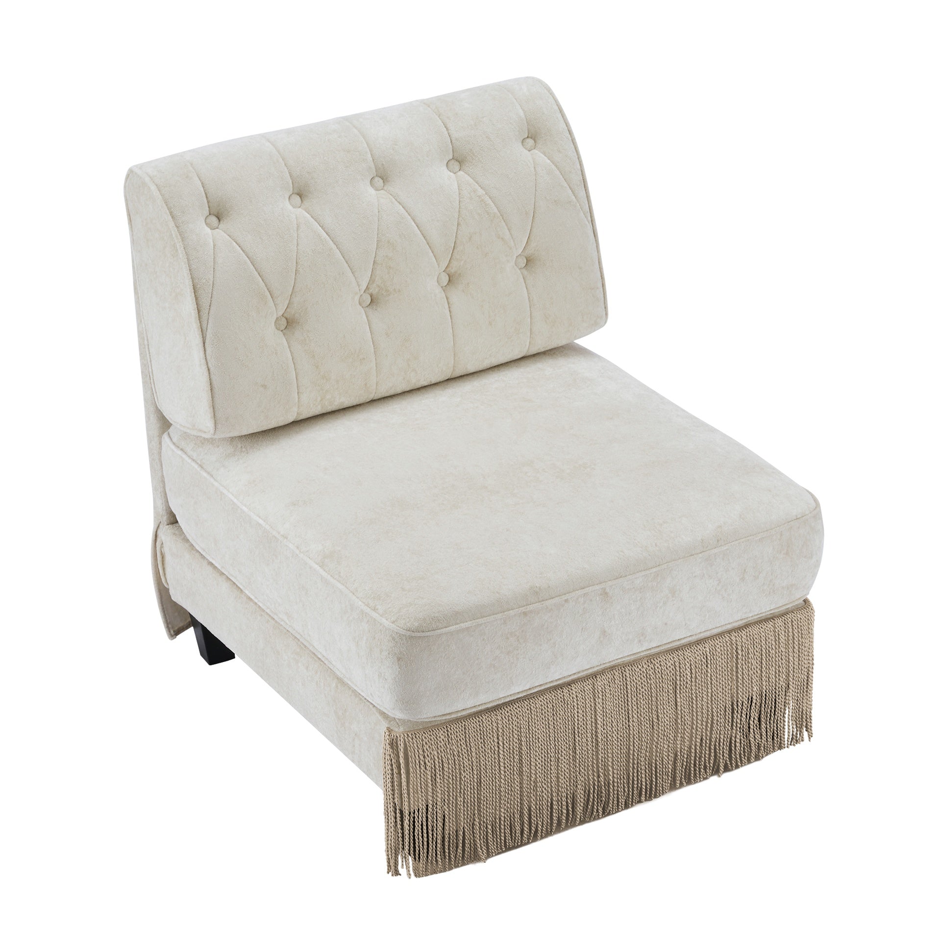 Armless Sofa Velvet- Beige