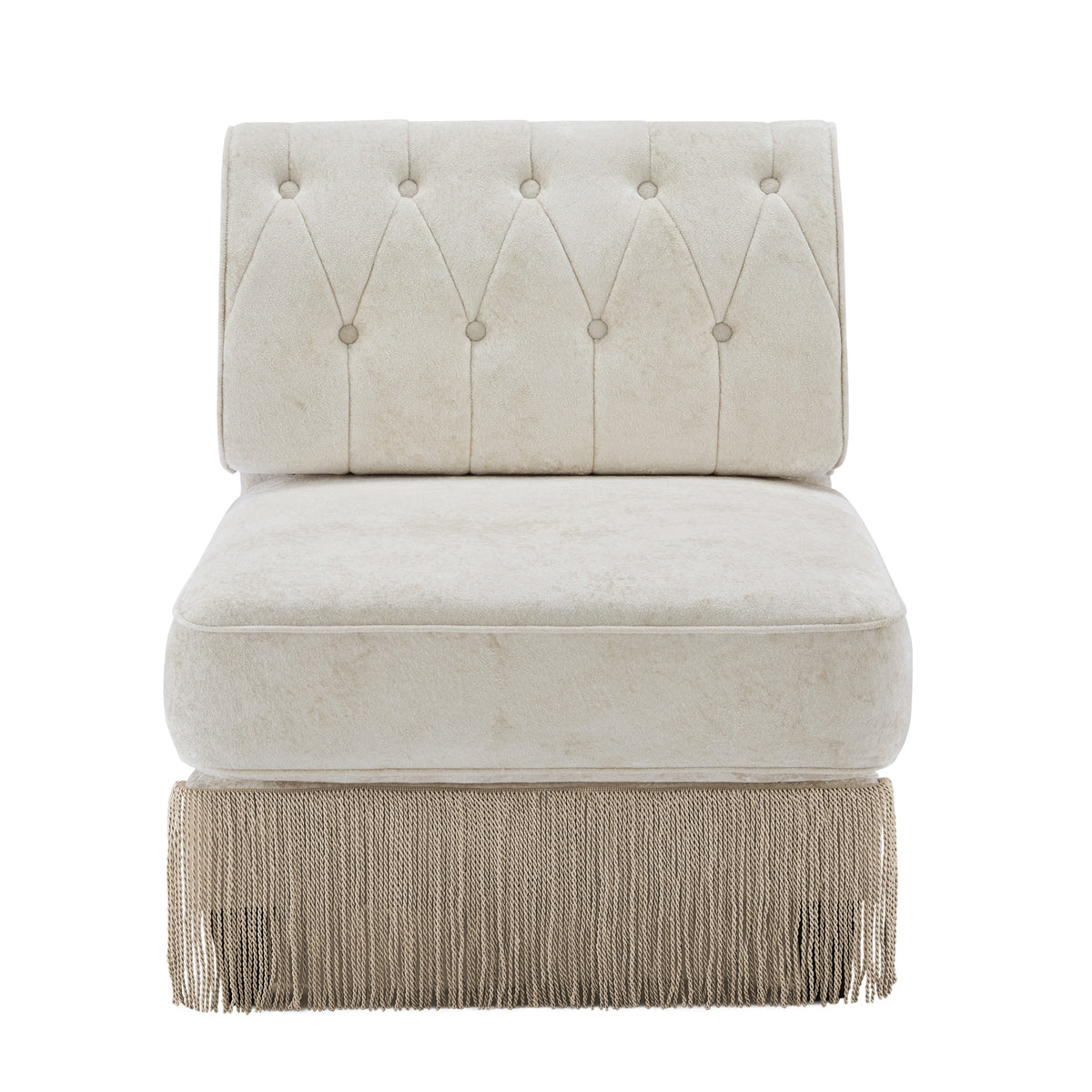 Armless Sofa Velvet- Beige