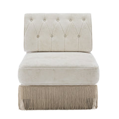 Armless Sofa Velvet- Beige