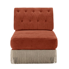Armless Sofa Velvet-Red Brown
