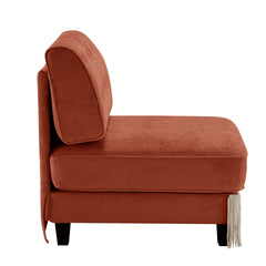 Armless Sofa Velvet-Red Brown