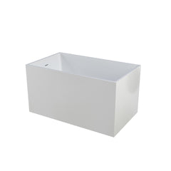 47"×28" Free Standing Soaker Acrylic Bathtub, Rectangular Shape Soaker Hot Tub (White)