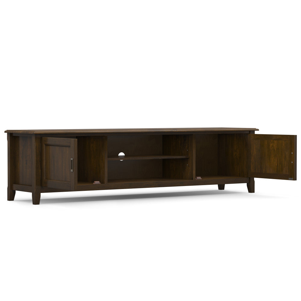 Burlington 72 inch Wide Solid Wood Low TV Stand in Mahogany Brown For TVs up to 80 inches