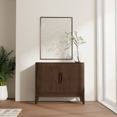Harper 38 inch Wide Solid Wood 2 Door Sideboard Buffet in Walnut Brown
