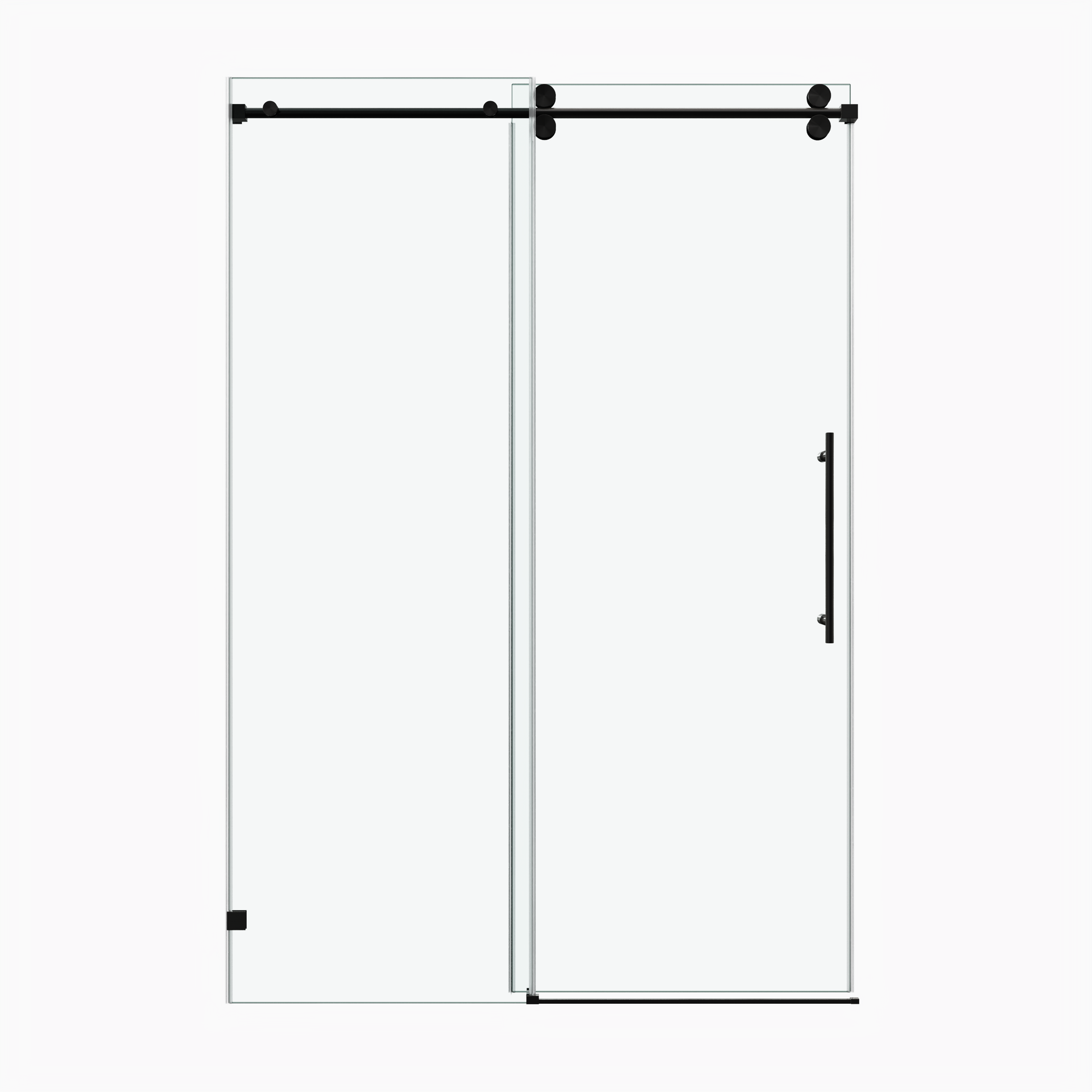 60*79"Fixed & Sliding Shower Door, Round Tube Hardware, Clear Glass Shower Door, 3/8″ (10mm) SGCC Tempered Glass, Stainless Steel
