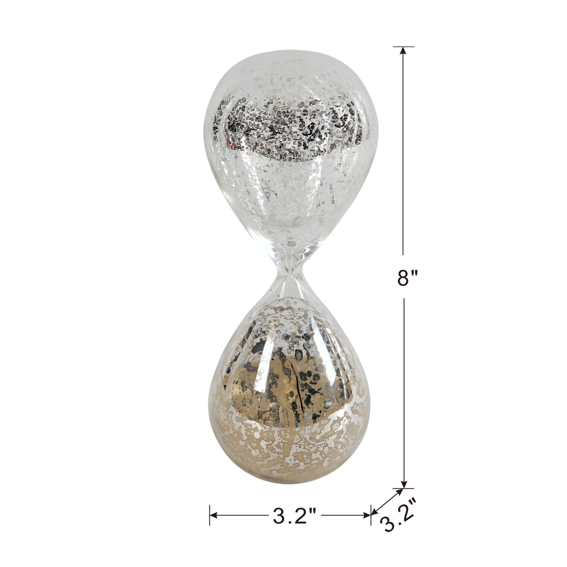 Set of 2, 3.2x3.2x8" Peleus 30-Minute Silvered Hourglass, Bisque Sand