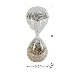 Set of 2, 3.2x3.2x8" Peleus 30-Minute Silvered Hourglass, Bisque Sand