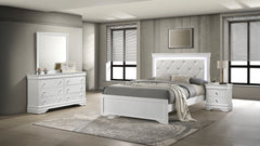 Blaze Upholstered Modern Style 4 Pc Full Bedroom Set with LED Headboard Made with Wood in White(NJ INVENTORY)