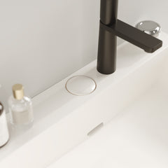 LOFI 24" Bathroom Vanity with Ceramic Basin, Freestanding Bathroom Console Sink Set, Glossy White Rectangular Ceramic Basin without Faucet, Open Metal Leg, Storage Shelves, White Color