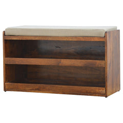 Mud Linen Pull out Shoe Bench, 2 Shelves, Chestnut
