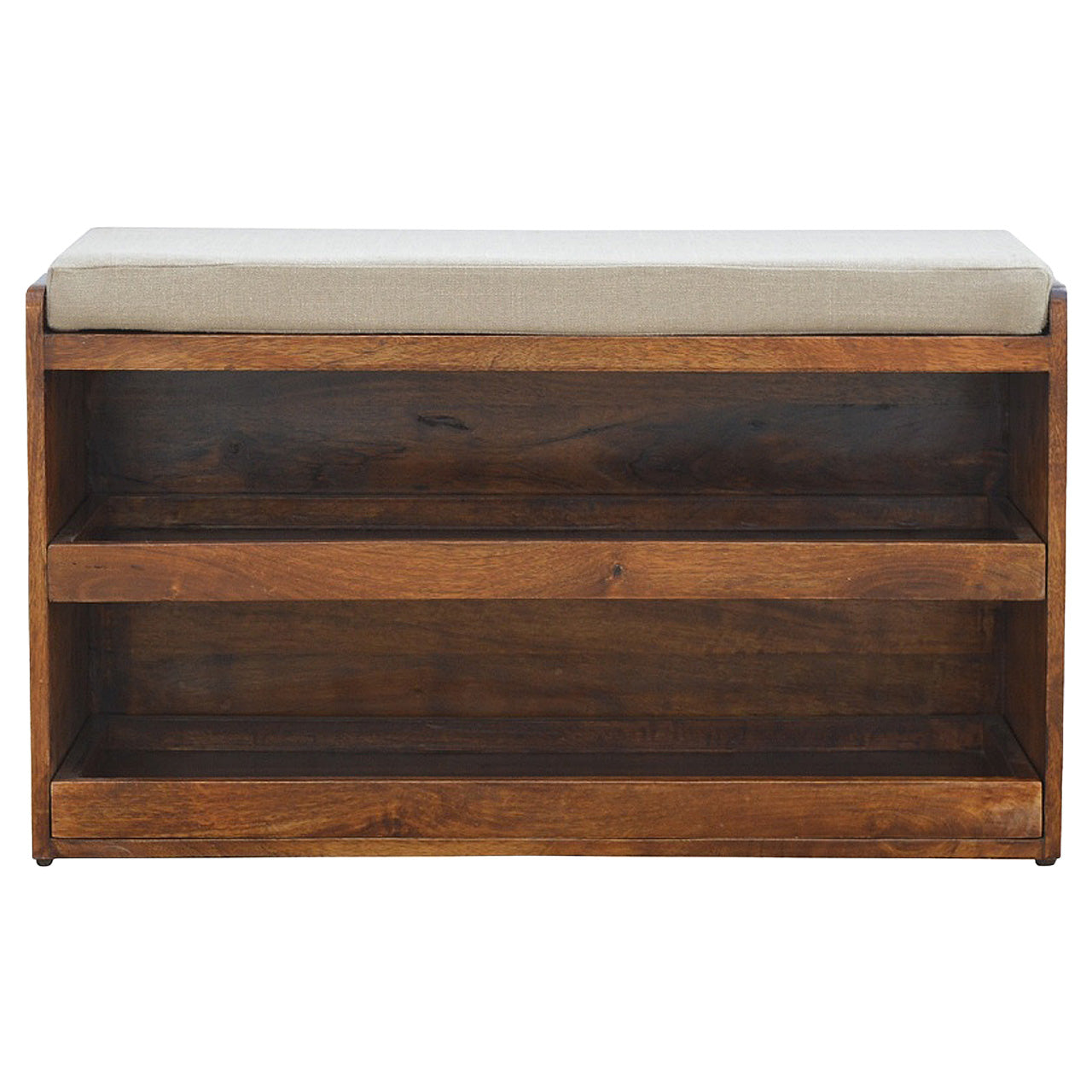 Mud Linen Pull out Shoe Bench, 2 Shelves, Chestnut