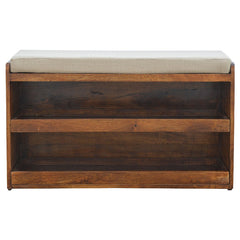 Mud Linen Pull out Shoe Bench, 2 Shelves, Chestnut