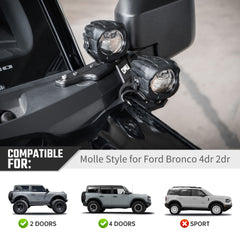 OMU Genesis Series Aluminum A-Pillar Light System Mount For Ford Bronco 2021+(Not fit for Ford Bronco Sport)