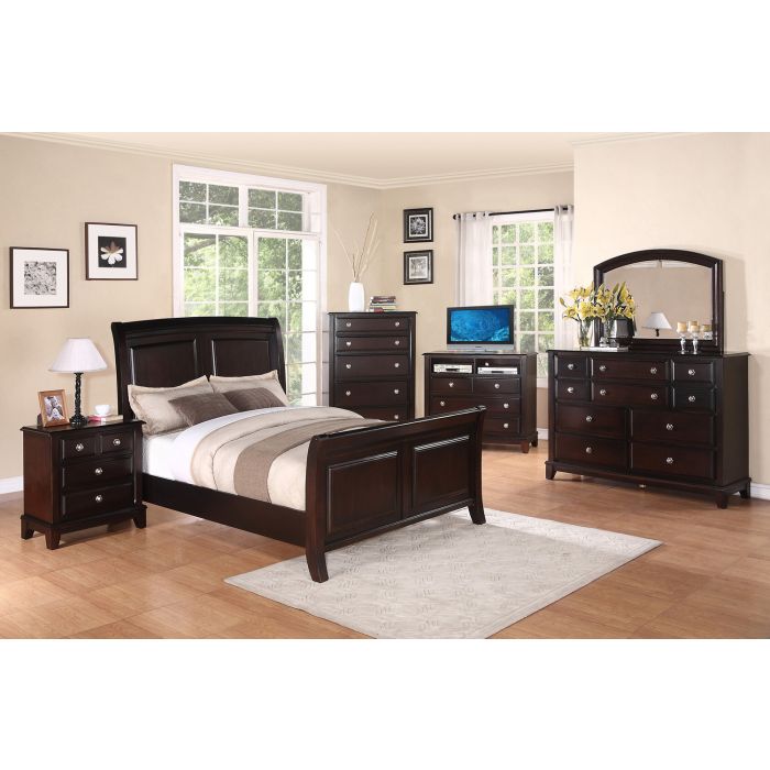 Stylish Transitional Full Bed In Cappuccino