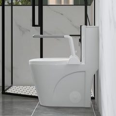 UPGRADED DESIGN Armrest, With 1.1/1.6 GPF Tornado Flush One-Piece Toilet, Siphonic S-trap 12", Soft Close Seat,Dual Flush MAP 1000g,Comfort Chair Seat ADA Height 17",Glossy White GW-007