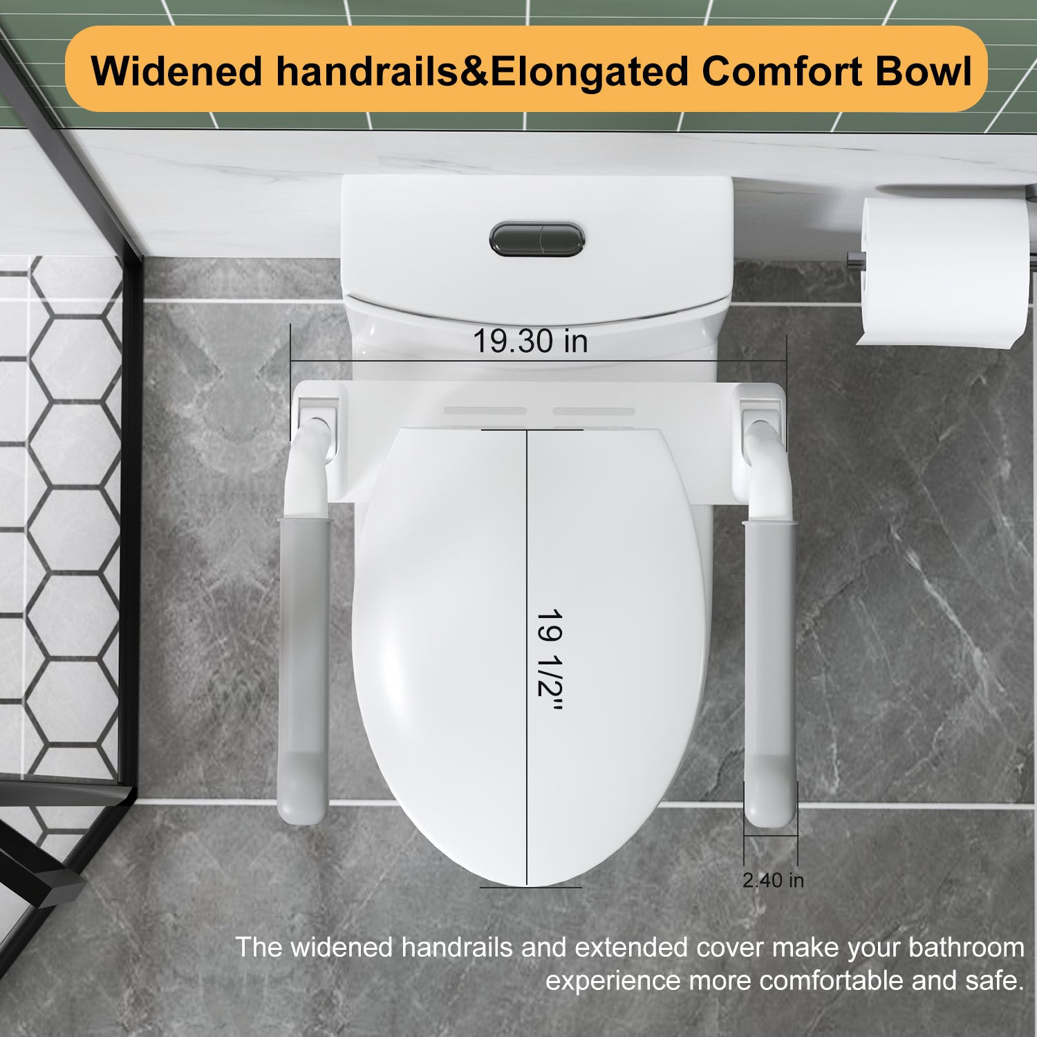 UPGRADED DESIGN Armrest, With 1.1/1.6 GPF Tornado Flush One-Piece Toilet, Siphonic S-trap 12", Soft Close Seat,Dual Flush MAP 1000g,Comfort Chair Seat ADA Height 17",Glossy White GW-007