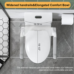 UPGRADED DESIGN Armrest, With 1.1/1.6 GPF Tornado Flush One-Piece Toilet, Siphonic S-trap 12", Soft Close Seat,Dual Flush MAP 1000g,Comfort Chair Seat ADA Height 17",Glossy White GW-007