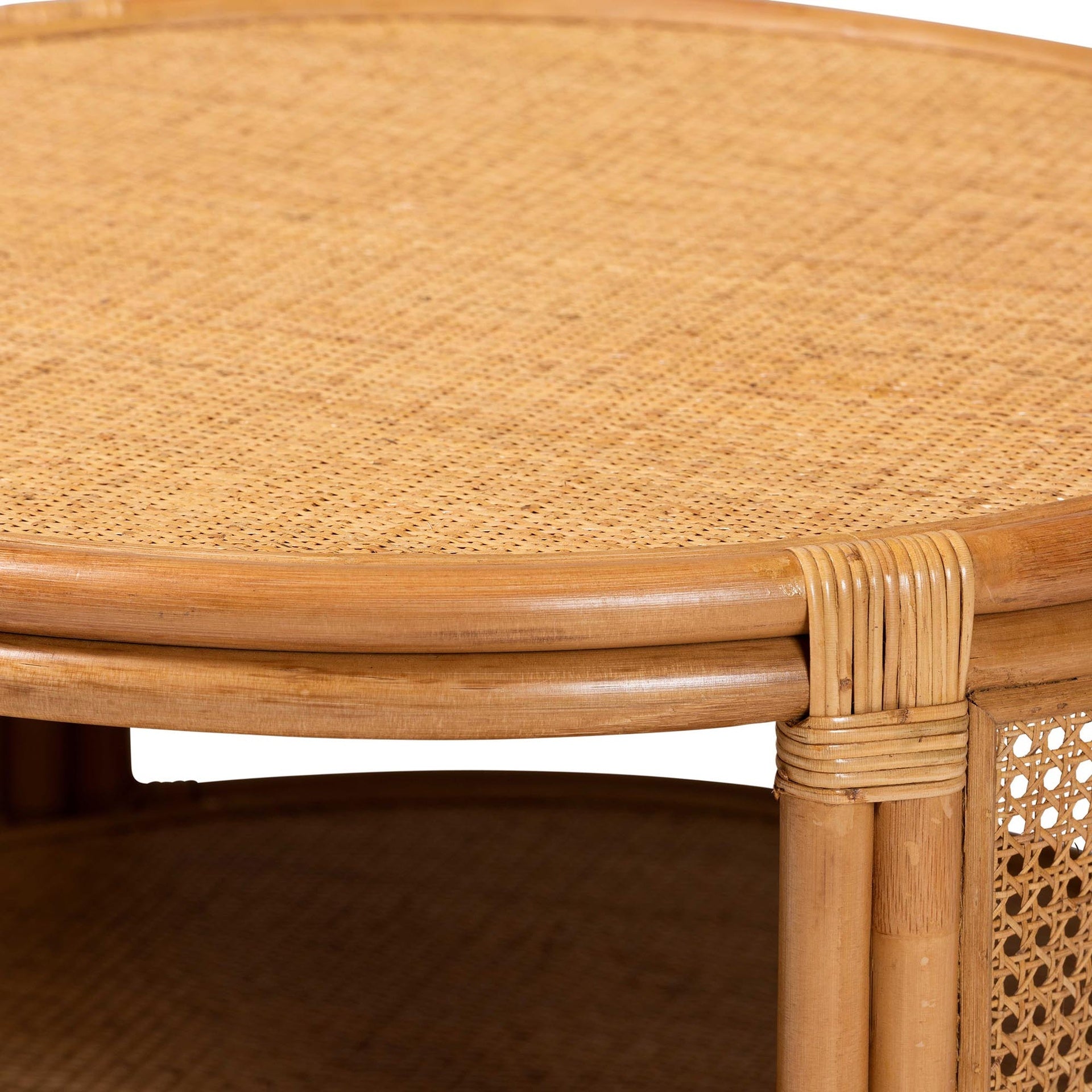 Modern Bohemian Natural Brown Rattan Coffee Table