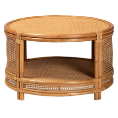 Modern Bohemian Natural Brown Rattan Coffee Table