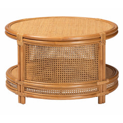 Modern Bohemian Natural Brown Rattan Coffee Table