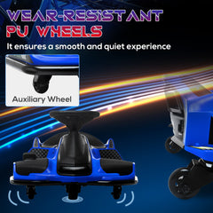 Aosom 12V Electric Go Kart, 5 MPH Drifting Car, Battery Powered Ride on Toy Outdoor with Slow Start, Music, Colorful Lights, for 8-12 Years Old, Blue