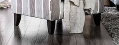 Transitional Style High Back Stripe Chair 1pc Rolled Flared Arms Blue Gray Finish Primary Living room