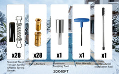 20x40FT Heavy-duty Swimming Pool Cover Accessories, with solid brass bushings and spring lock catches, solid silver sleeves and steel tubes, suitable for above-ground and in-ground swimming pools