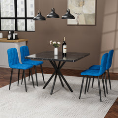 Square Dining Table Set, Mid Century Modern Square Dining Table for 4 Person, Faux Marble Tabletop, Iron Legs, Coffee Table for Kitchen Dining Room, Office, Save Space
