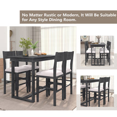 TOPMAX Farmhouse Counter Height 5-Piece Dining Table Set with 1 Rectangular Dining Table and 4 Dining Chairs for Small Places,Gray (old sku: SP000230AAE)