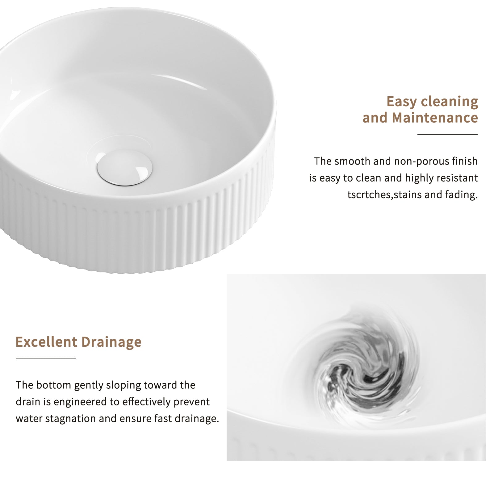 Small Bathroom Sink, 14 Inch Round Bathroom Sinks Above Counter, Porcelain Ceramic White Vessel Sink, Modern Sink, Sink Bowls for Bathroom Vanity Cabinet, Bathroom Sink, Art Wash Basin