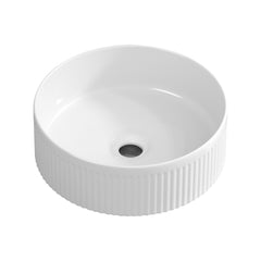 Small Bathroom Sink, 14 Inch Round Bathroom Sinks Above Counter, Porcelain Ceramic White Vessel Sink, Modern Sink, Sink Bowls for Bathroom Vanity Cabinet, Bathroom Sink, Art Wash Basin