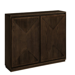 Mid Century Modern V-shape Storage Cabinet, Buffet Cabinet with Storage, Narrow Side Cabinet for Living Room Entryway Hallway Kitchen, Coffee Bar, Brown