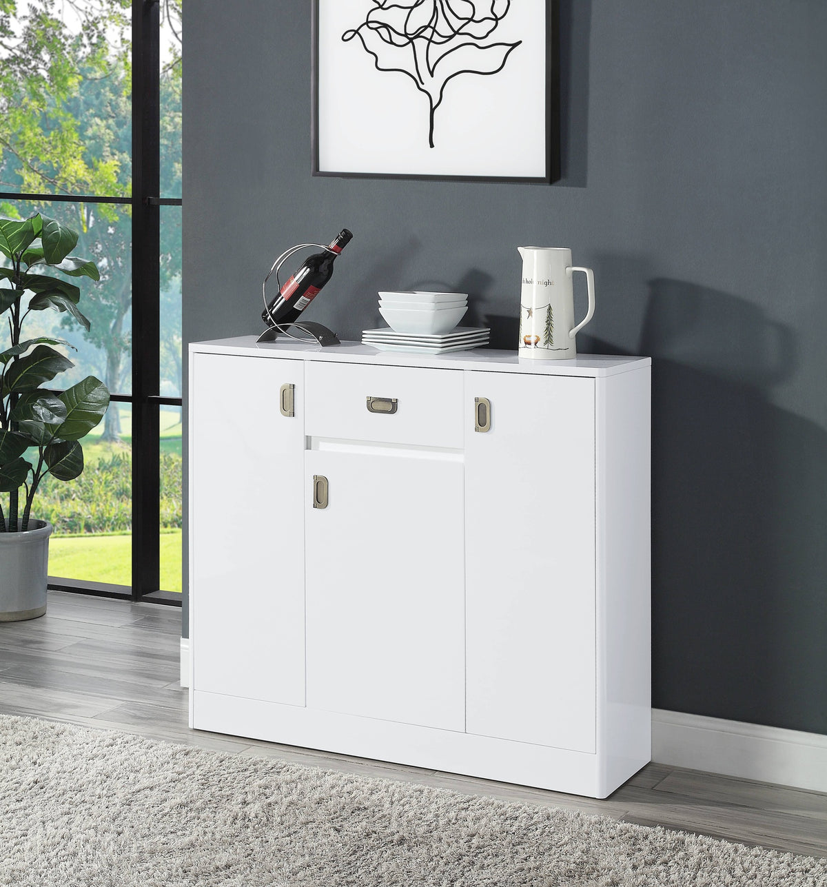 Pagan White High Gloss Finish Server