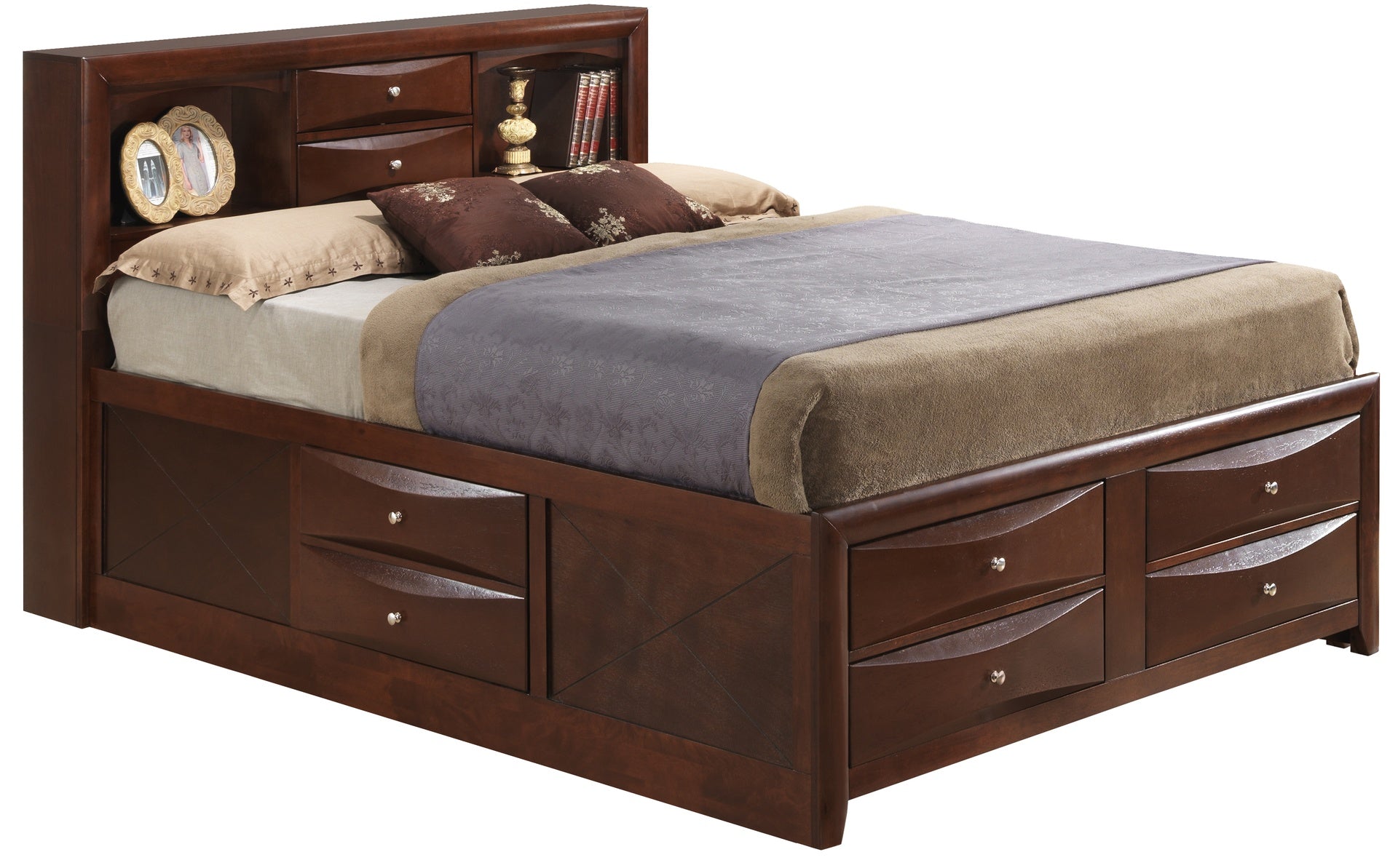 Charming Full Storage Bed In Cherry Finish
