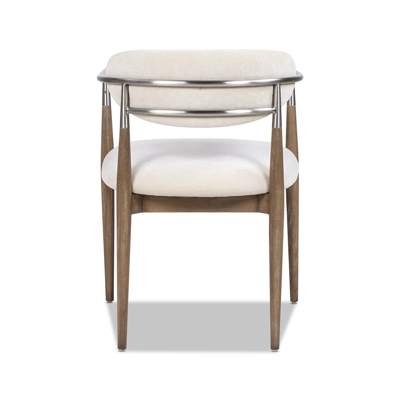 Artemis Mixed Material Upholstered Dining Arm Chair, Warm White Chenille