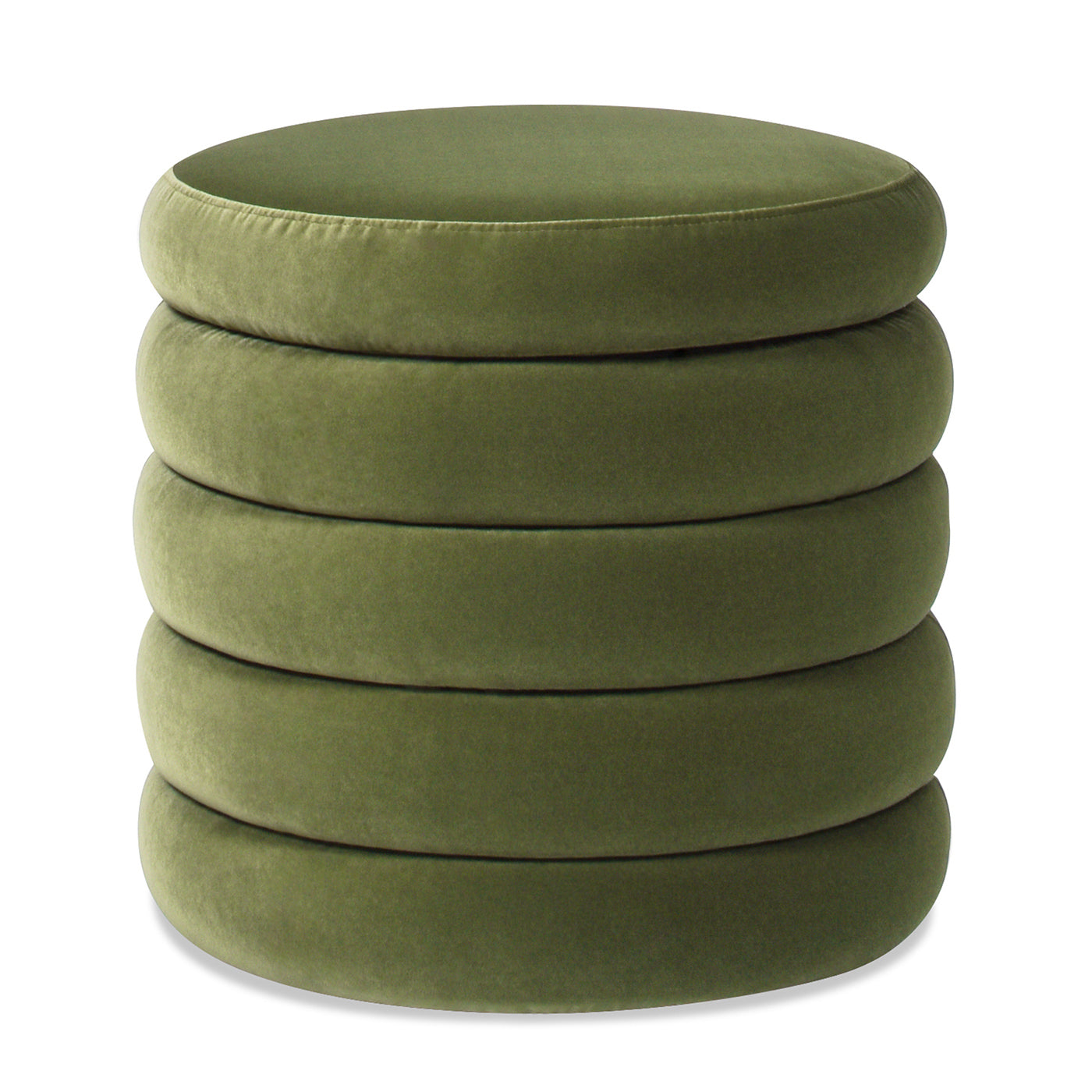 Fuji 19" Oversized Round Storage Ottoman, Olive Green Performance Velvet