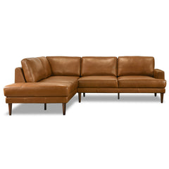 Corbin Left-Facing Tan Leather Sectional Sofa