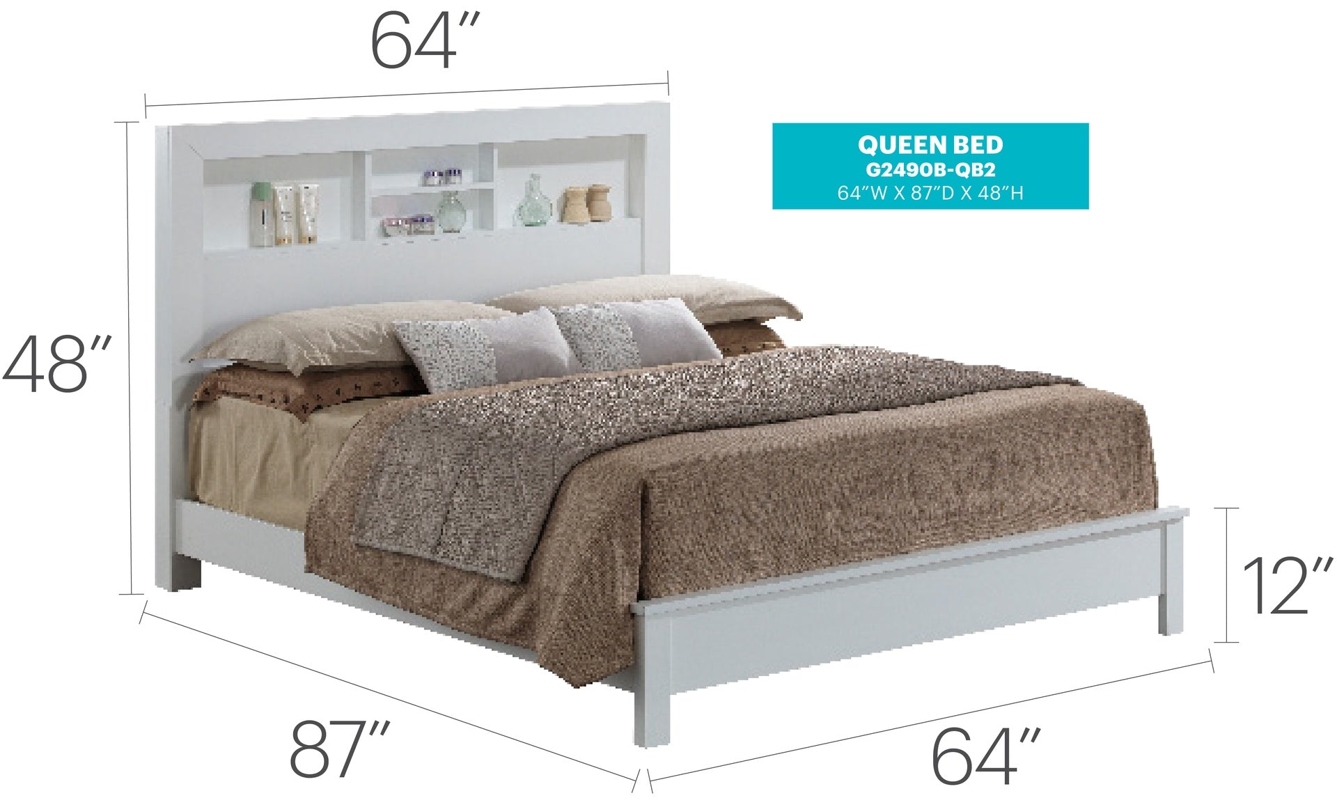 Stylish Transitional Queen Bed In White