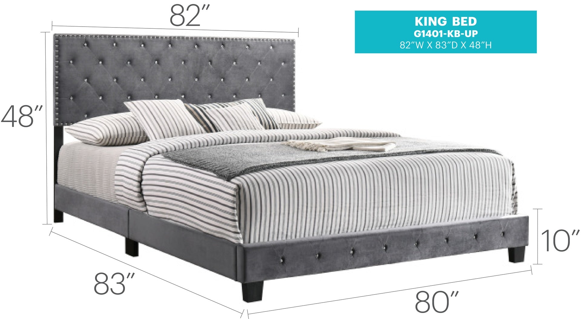 Transitional Gray King Bed For Modern Living