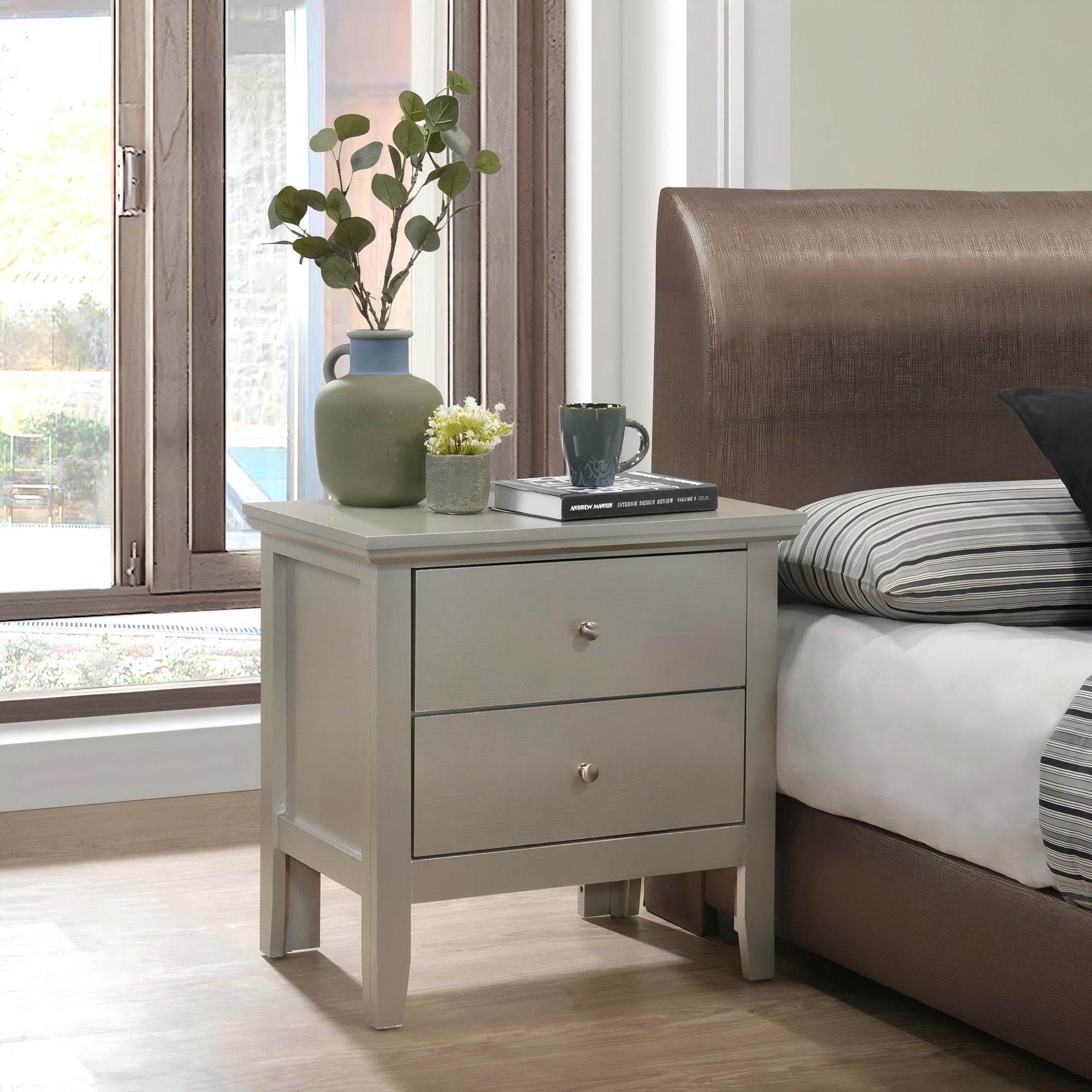 Elegant Silver Champagne Nightstand