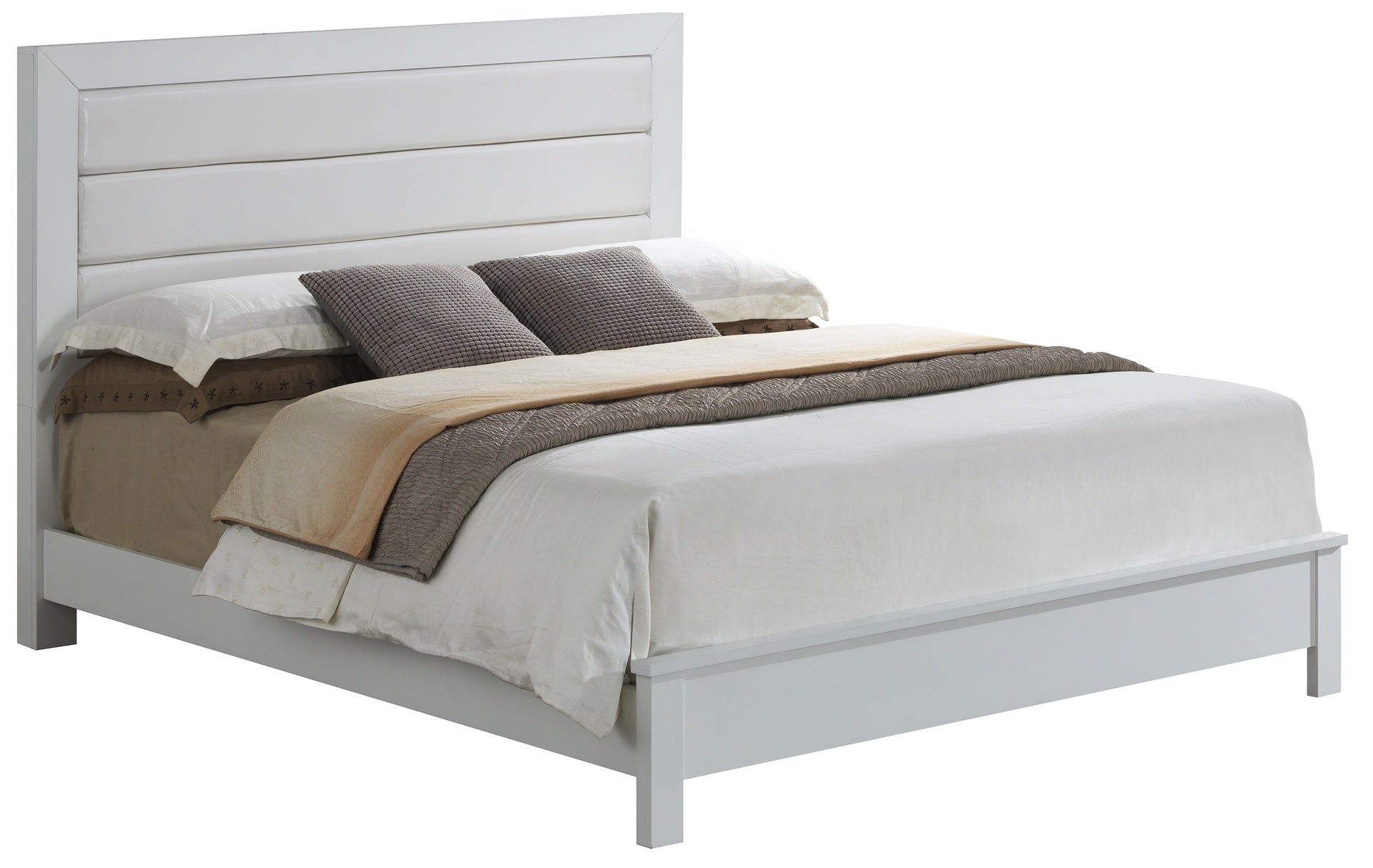 Stylish White Transitional Bedroom Bed