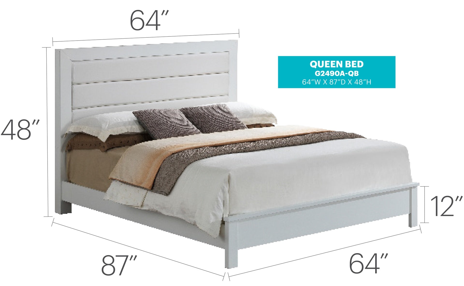 Stylish White Transitional Bedroom Bed
