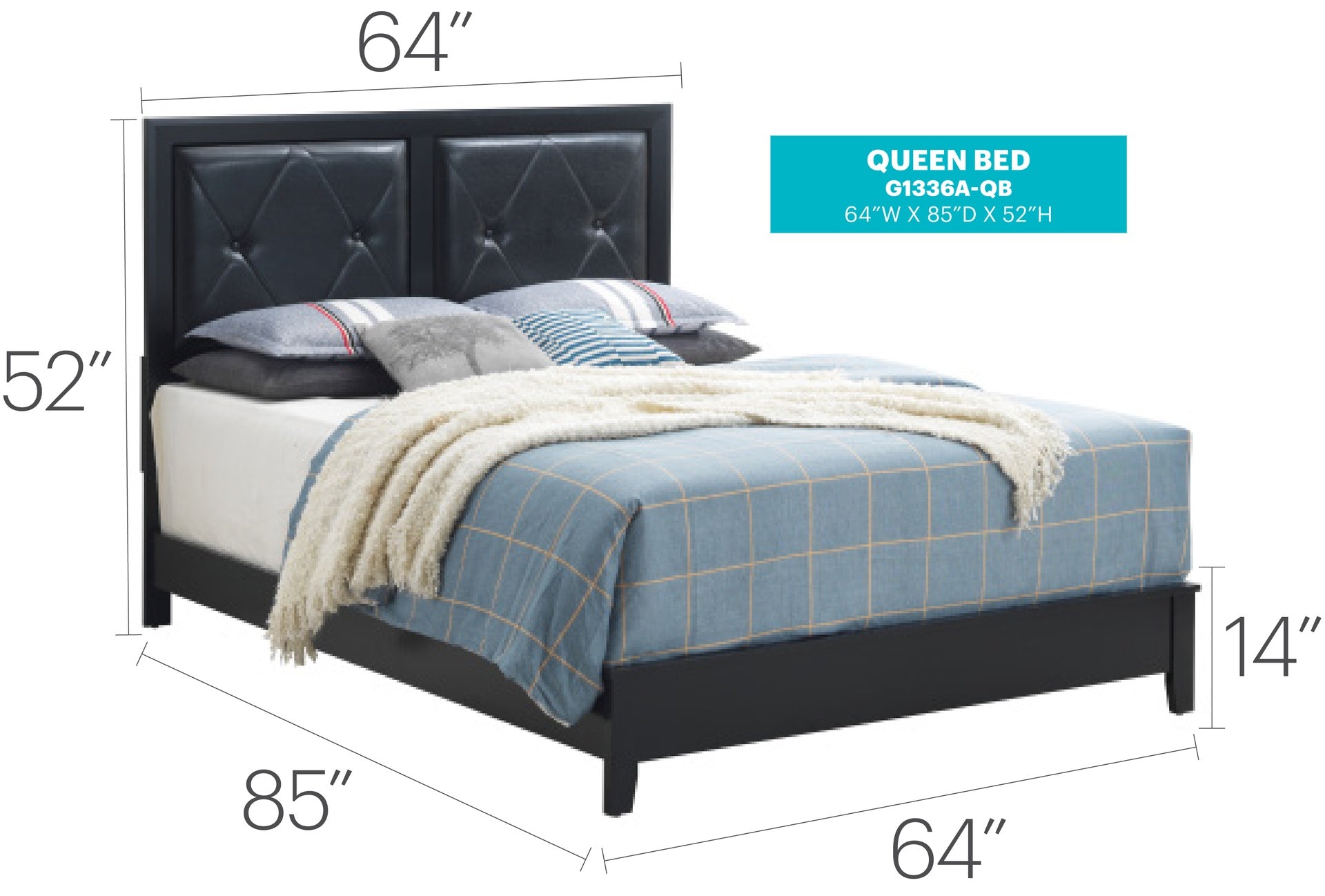 Stylish Transitional Queen Bed In Black