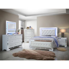 Contemporary Full Bed In Silver Champagne Finish