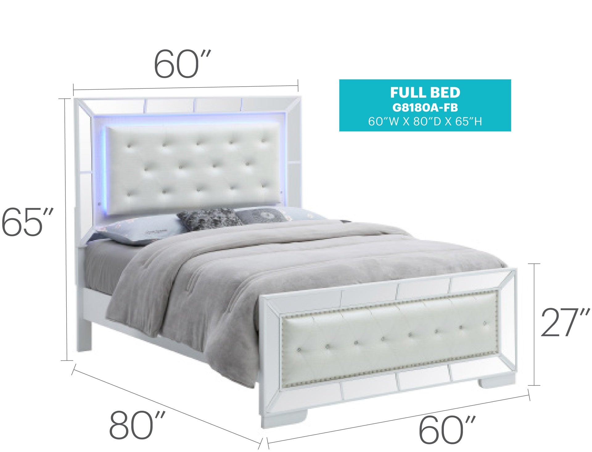 Contemporary Full Bed In Silver Champagne Finish