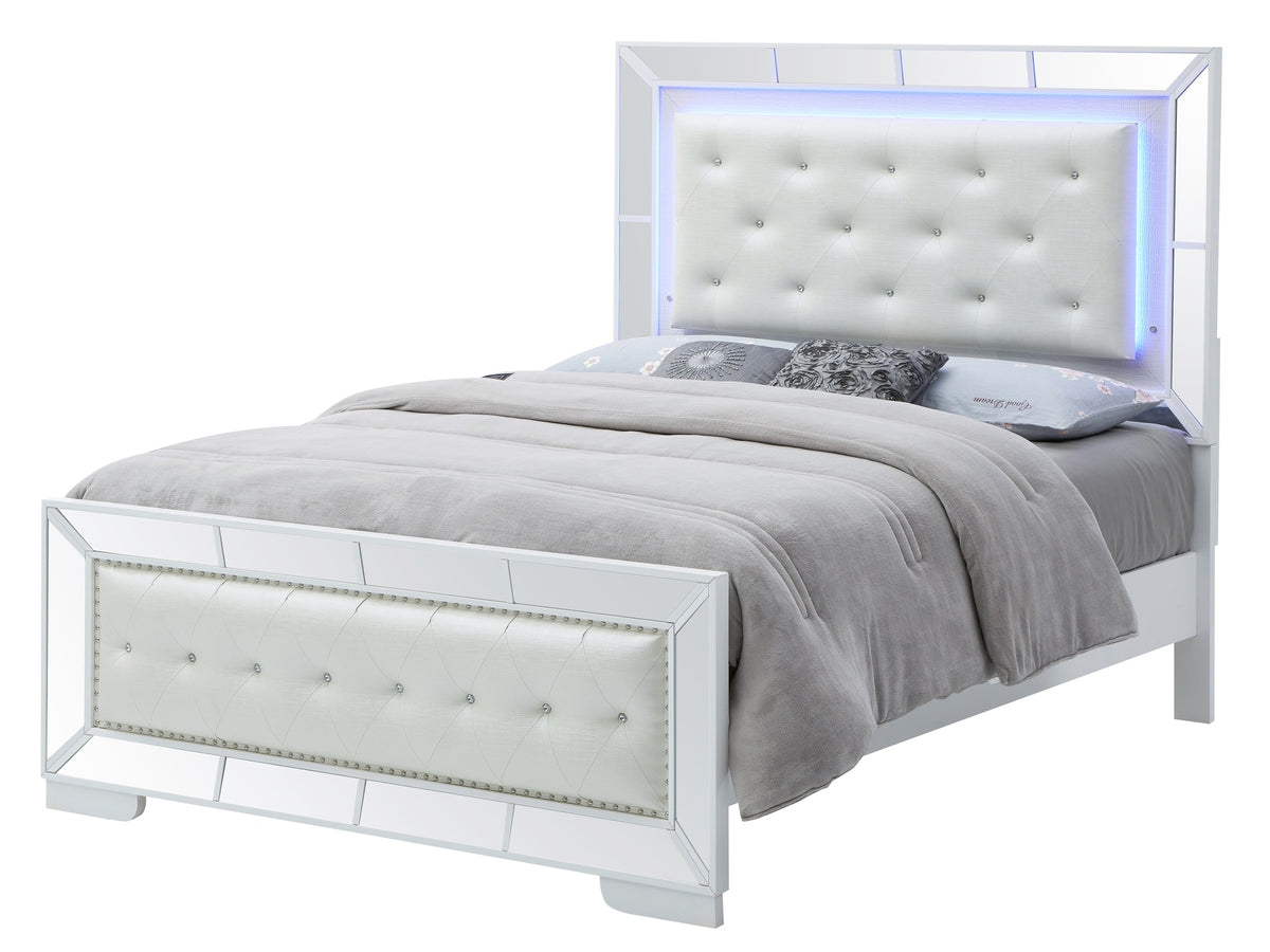 Contemporary Full Bed In Silver Champagne Finish