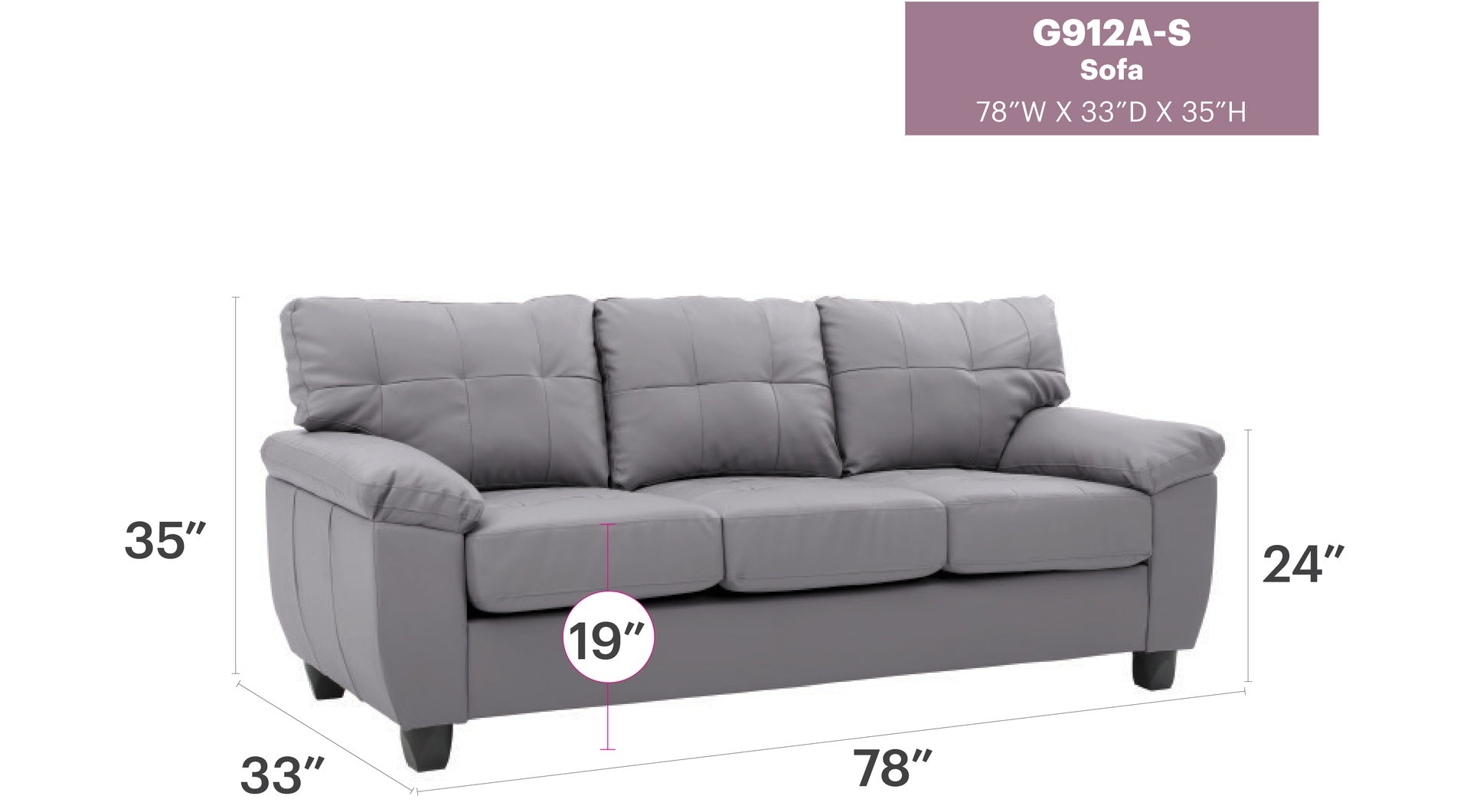 Sophisticated Gray Sofa With Padded Arms