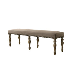 Birmingham Microfiber Upholstered Bench with Nail Head Trim in Driftwood Finish