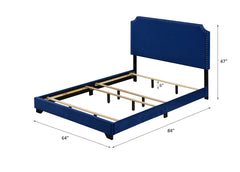 Haemon Blue Velvet Queen Bed